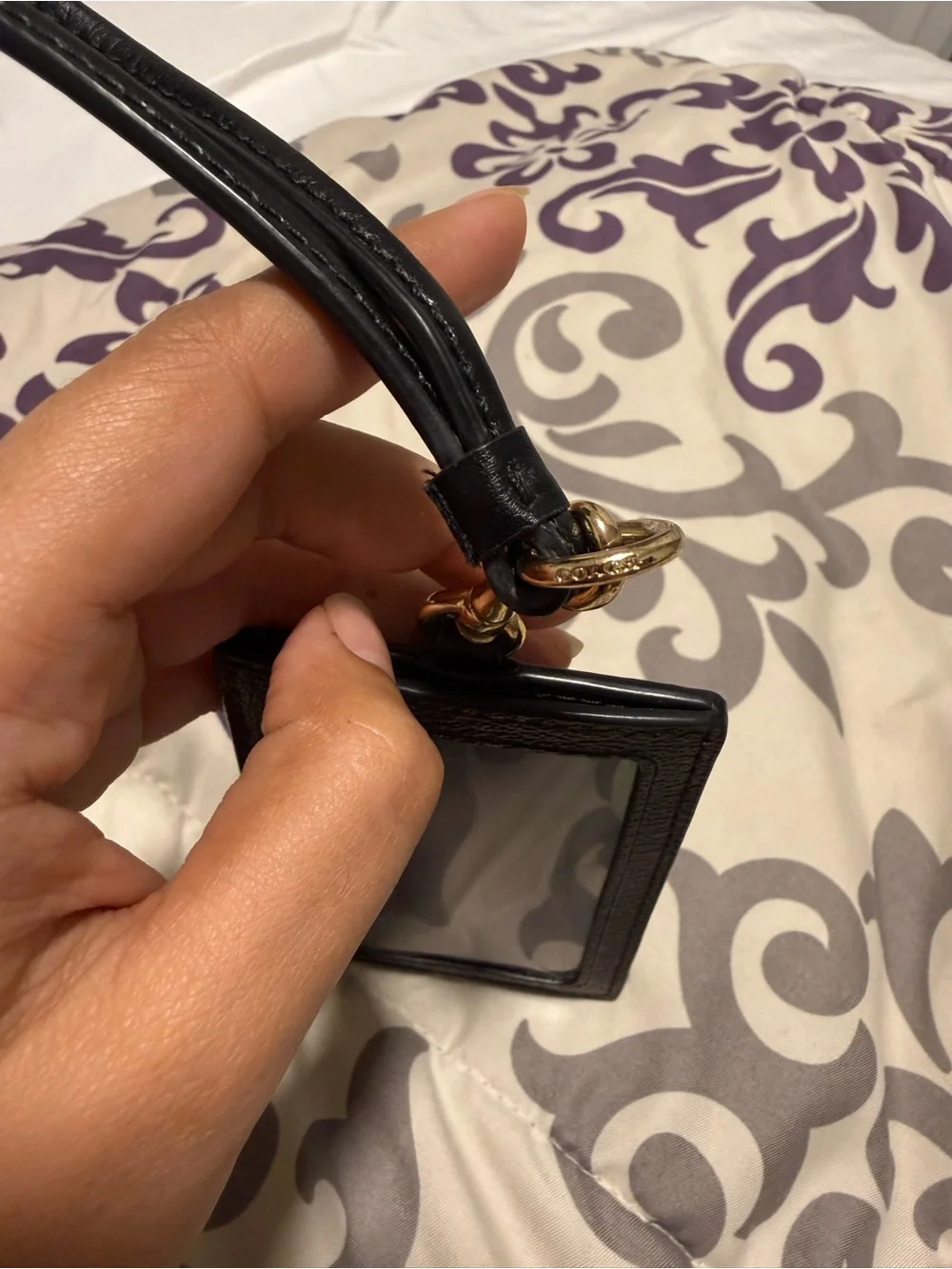 Coach Brown and Black Signature Card Lanyard